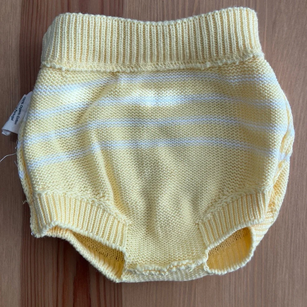 Fin + Vince Banana Yellow Striped Knit Baby Bloomers 0-3m